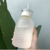 480ml Milk Juice Cute Water Bottle with Scale 2 Lids Little daisy Matte Portable Transparent Water V1192-AZ-W-17054
