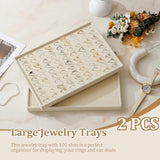 Large Velvet Jewelry Tray Display Drawer Inserts 2 Pack Stackable Jewelry Organizer for Earring V1107-107-83531-BLK-RING81SLOTS