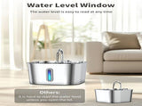 304 Stainless Steel Pet Water Fountain, 2.2L Quiet Drinking Dispenser with Dual Flow Modes, V1341-ZY-ERTPMD6T-B2