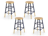 Artiss 4x Bar Stools Metal Gold Navy BA-U-5005-NAGDX4
