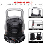 Powertrain Adjustable Kettlebell 20kg 7 in 1 Weight Selection Set w/Quick One Hand Adjustment S AKB-XDB-20