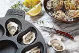 Cast Iron Oyster Grill Pan with 12 Cavities, Non-Stick Baking and Serving Plate for Grilling, V1189-LC-HW-00552