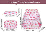 Strawberry Shortcake Backpack, Pink Strawberry Backpack, Fruit Patterned Backpack, Laptop Backpack, V1369-AZ3-W-10843
