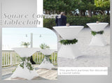 8 Pack Cocktail Table Covers 32x43 Inch Fitted Stretch Spandex Square Corners White Table Cover High V1258-DP02-C-351