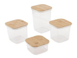 Food Storage Jars Plastic Airtight Containers with Bambusoideae Lids Kitchen Square Clear Canisters V1294-YM0901-3118250039812