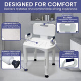 Orthonica Premium Adjustable Shower Chair with Armrests 158kg Capacity SHC-MAS-073-WH