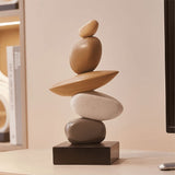 Modern Resin Stacked Stones Sculpture - Abstract Balanced Rock Art for Various Room Types, V1192-AZ-W-24696