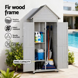Gardeon Outdoor Storage Cabinet Cupboard Lockable Tool Organizer Shed Adjustable Grey OSC-CABI-WOOD-DD-GE