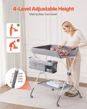 VEVOR Foldable Baby Changing Diaper Station with Side Basket & Wheels Light Gray V952-ZDNBTQHSXXSDBQAAV001V0