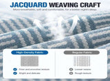 59" x 79" Blue Striped Jacquard 100% Cotton Reversible Throw Blanket - 3-Layer Washed Muslin Gauze V888-ELOSUNG55368-1