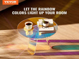 Round Iridescent Side Table, Acrylic End Table, Clear Rainbow Acrylic Coffee Table for Drink, Food, V952-YKLBZYXXCSDGZR4CHV0