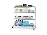 Modular Wire Storage 150x35cm Steel Shelving Chrome With Wheels For Garage Warehouse Or Kitchen V63-841391
