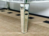 Silver Mirrored Coffee Table with Crushed Crystal Diamond Inlay Rectangular Center Table for Living V767-CJ-Z1831
