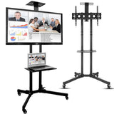32-72" Rolling Tv Stand Mount W Dvd Storage Top Shelf Tv Bracket Trolley Casters V767-U-890A