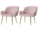Artiss Dining Chairs Set of 2 Velvet Armchair Pink UPHO-C-DIN-5220-VEL-PKX2