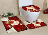 3Pcs Christmas Mat Sets Santa Claus Non Slip Mat Bathroom Doormat Toilet Seat Cover U Shaped Toilet V1294-YM0714-10305786