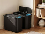 Devanti Automatic Trash Bin 2PCS with Lid 11L Motion Sensor Kitchen Bin Touchless Garbage Can Modern SB-F-11L-BKX2
