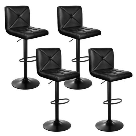 Artiss 4x Bar Stools Gas Lift Leather Chair Black BA-K-1536-BKX4