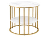 Artiss Side Table Set of 2 Marble Effect Round Coffee Table 2 Tier End Bedside Table Nightstand FUR-S-COF08-MB-GDX2