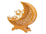 Yellow Moon Ornament with Lighting Iron Art Hollow Desk Decoration for Dining Table Window V1294-YM0901-3115250006711