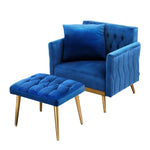 Artiss Armchair Ottoman Accent Chair Pillow Velvet Blue UPHO-F-ARM-FS-01-VEL-BU