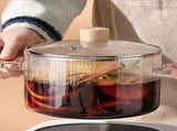 Glass Cooking Pot with Lid, 1.5L Heat Resistant Borosilicate Glass Stovetop Pot, Double V1366-AZ2-W-20836