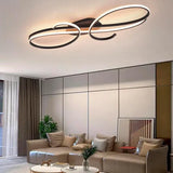 BAMDECOR AD2576 Modern Minimalist Curved Line Iron Aluminum Silicone LED Semi-Flush Mount Ceiling V255-BAM-AD2576-BLK-80