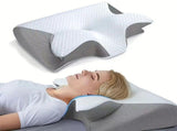 Grey Horn Shape Contour Memory Foam Cervical Pillow with Breathable Zipper Cover and Protective V888-ELOSUNG55241-1