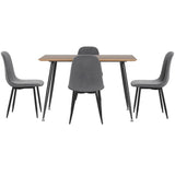 1 Artiss Dining Table and 4 Chairs Set Grey Metal DSET-T02WD-VEL01-GYX4