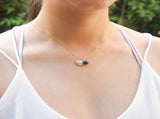 Gift Box - Aroma Necklace 925 Silver, Gold coated - Green Shell Ocean Depth Purify Oil V760-GBAJ - 16