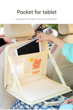 Black Foldable Car Back Seat Organizer Tray - PU Leather Travel Desk with Tablet Holder V888-ELOSUNG27008
