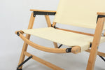 Bamboo Canvas Foldable Outdoor Camping Chair Wooden Travel Picnic Park - Khaki/Beige V563-MD019M-NW