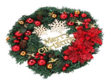 Christmas Wreath Snow Pine Cone Xmas Ball Wreath for Indoor Outdoor Holiday Decorations V1294-YM0512-3115220134811
