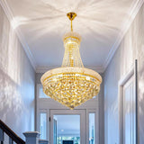 Luxury Empire Gold Crystal Chandelier Ceiling Light, Round Crystal Pendant Lamp with 3 Color V767-LT-X168-Y40