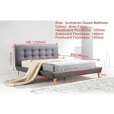 Queen Linen Fabric Deluxe Bed Frame Grey V63-819173