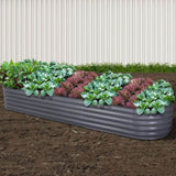 Green Fingers Garden Bed 320X80X42cm Oval Planter Box Raised Container Galvanised GARDEN-OVAL-3208042