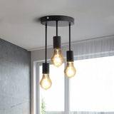 Retro Ceiling Light, 3 Sockets For E27 Bulbs, Industrial Pendant Lamp Metal Retro Vintage Pendant V1188-MS-227-0591
