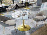 Round Real Stone Dining Table Anti-Scratch Easy Clean Table for Small Condo V767-ZT727GD-BLB