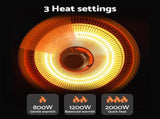 Devanti 2000W Electric Patio Heater Ceiling Mounted Hanging Heaters Remote RHP-CEH3-2000W-BK