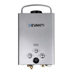 Devanti Portable Gas Water Heater 8L/Min With Pump LPG System Grey GWH-LPG-8L-SW-BG-DI-PUMP