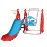 Keezi Kids Slide Swing Set Basketball Hoop Rings Football Outdoor Toys 140cm Red KPS-SLIDE-SWING-6IN1-RD