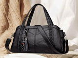Large Capacity Tote Bag Soft Faux Leather Handbag with Shoulder Strap Multiple Pockets for Work V1366-AZ2-W-14881