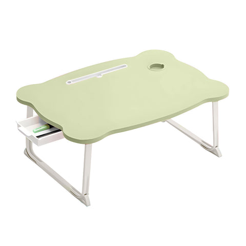 SOGA Green Portable Bed Table Adjustable Folding Mini Desk With Mini Drawer and Cup-Holder Home BEDTABLEM668