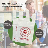 500x Large Reusable Plastic Singlet Shopping Bags - 80% Recycled 38UM Compliant V238-SUPDZ-40993636941904