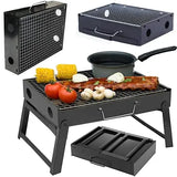 1 Piece Foldable Charcoal Grill with Carry Case, Heat-Resistant Portable BBQ for Camping, Hiking and V1189-LC-HW-00287