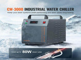 Industrial Chiller, CW-3000, 80W Air-Cooled Industrial Cooler Cooling System with 12 L V952-GYLSJFLS12L19G97PV3