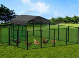 Chicken Run Coop 304.8 x 396.24 cm Covered Poultry Rabbit Hen Cage with Feeding Door V178-59381