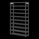 10-Tier Metal Shoe Rack Black Large 50-Pair Shoe Storage Organiser Shelf V63-840551