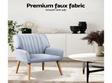 Artiss Armchair Fabric Blue Grey Sebastini UPHO-C-ARM-5098-GY
