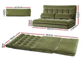 ArtissLounge Sofa Bed 2 seater Green Fabric FLOOR-SBL-170LIN-GN